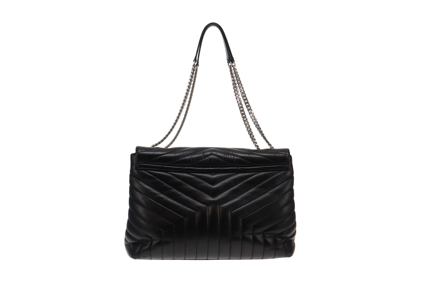 Saint Laurent Black Chevron Leather Large Loulou