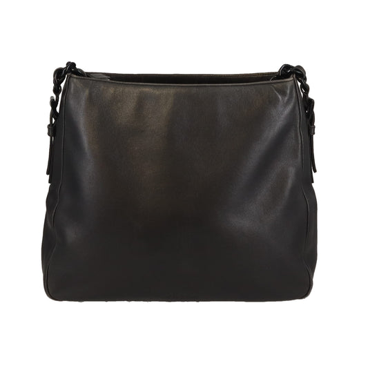 Prada Shoulder Bag Black Soft Leather with Chunky Black Chain