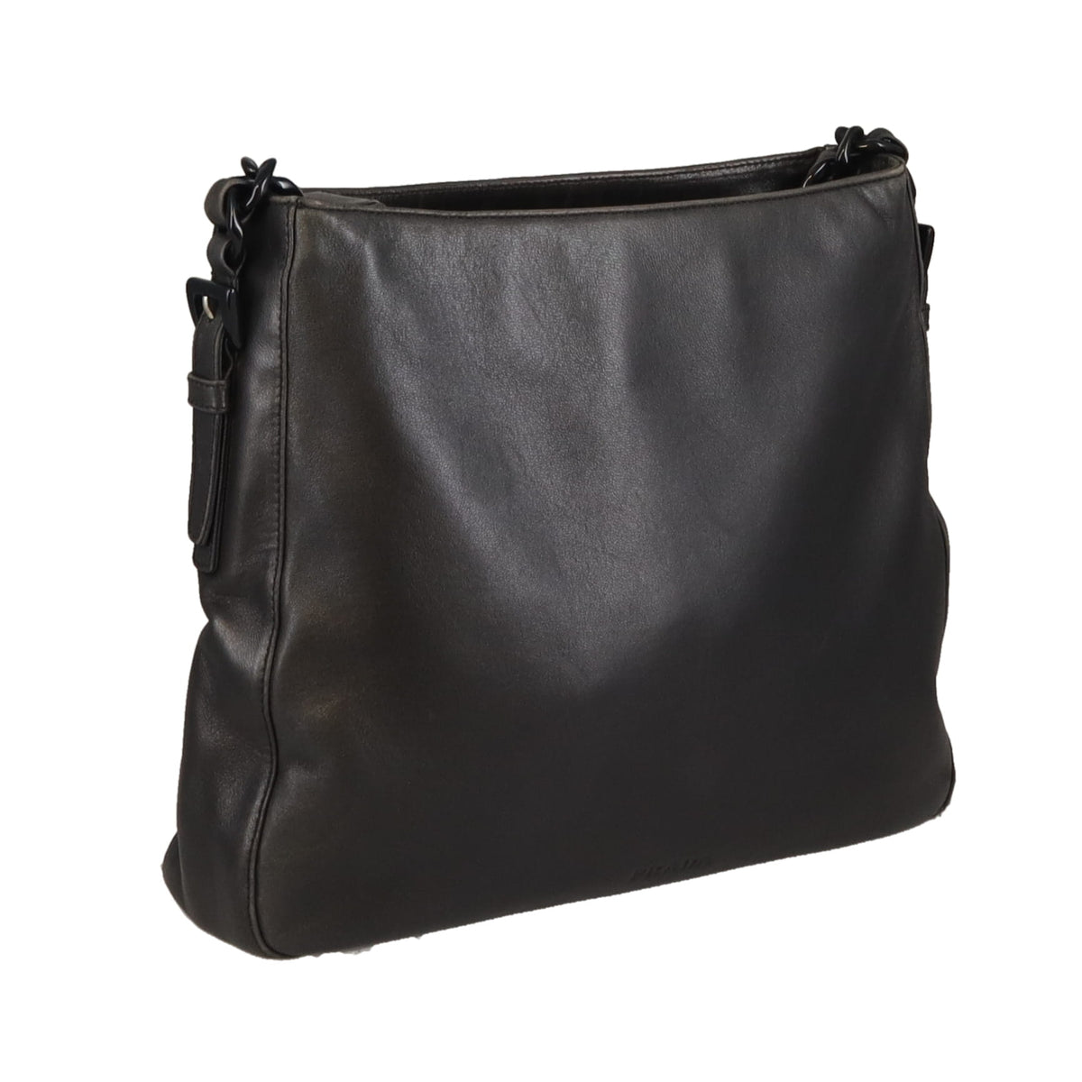 Prada Shoulder Bag Black Soft Leather with Chunky Black Chain
