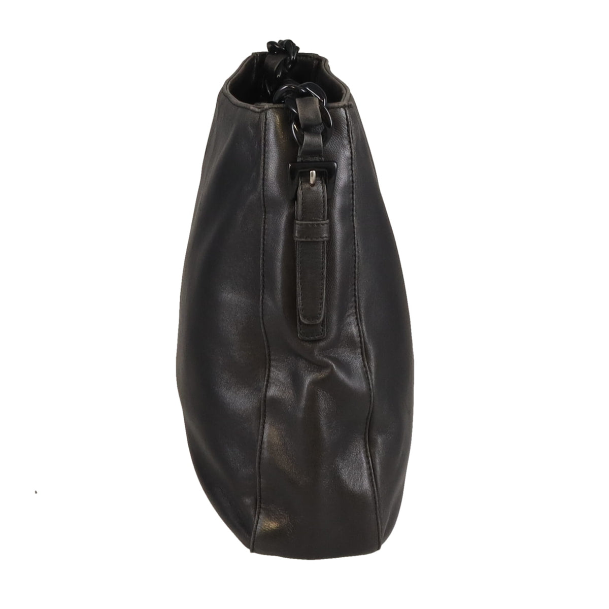 Prada Shoulder Bag Black Soft Leather with Chunky Black Chain