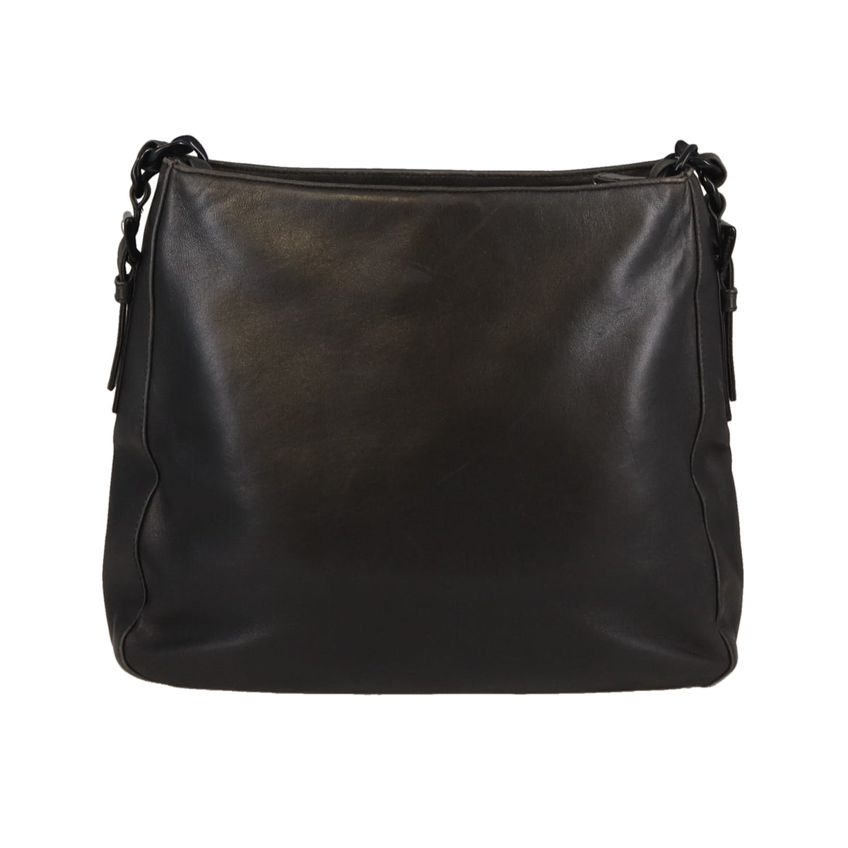 Prada Shoulder Bag Black Soft Leather with Chunky Black Chain