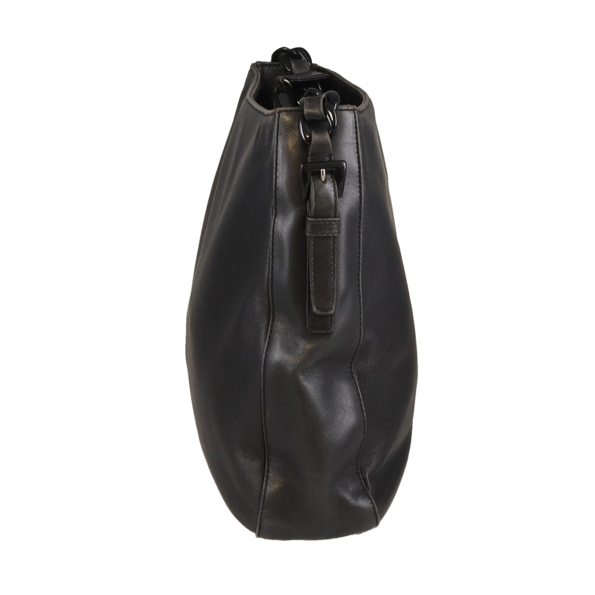 Prada Shoulder Bag Black Soft Leather with Chunky Black Chain