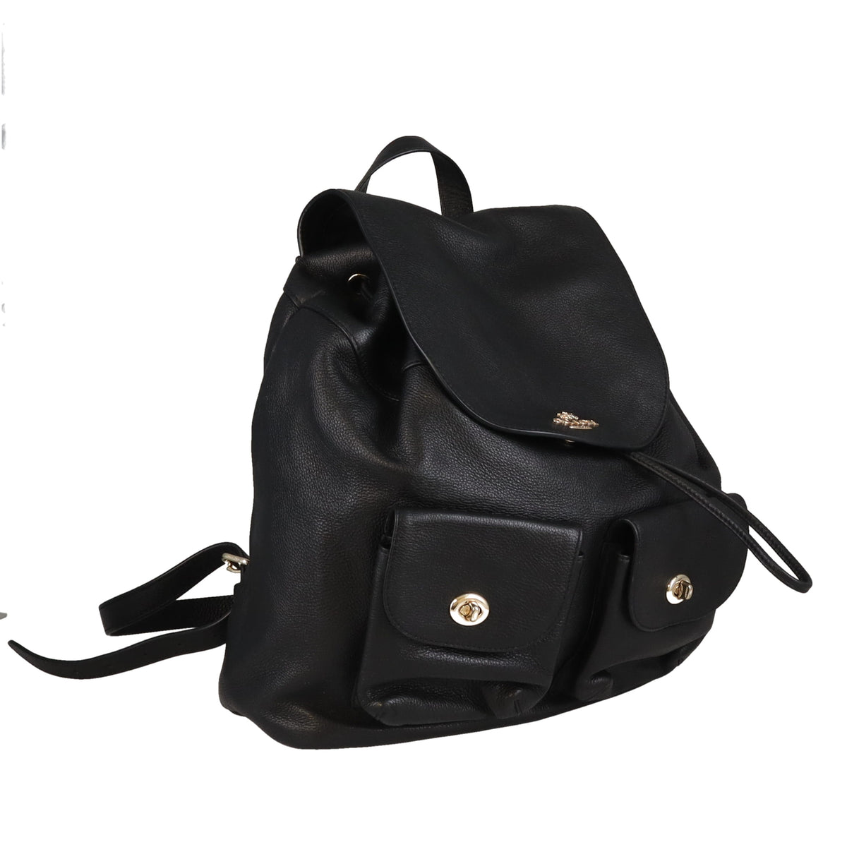 Coach Twin Pocket Backpack Black Leather GHW