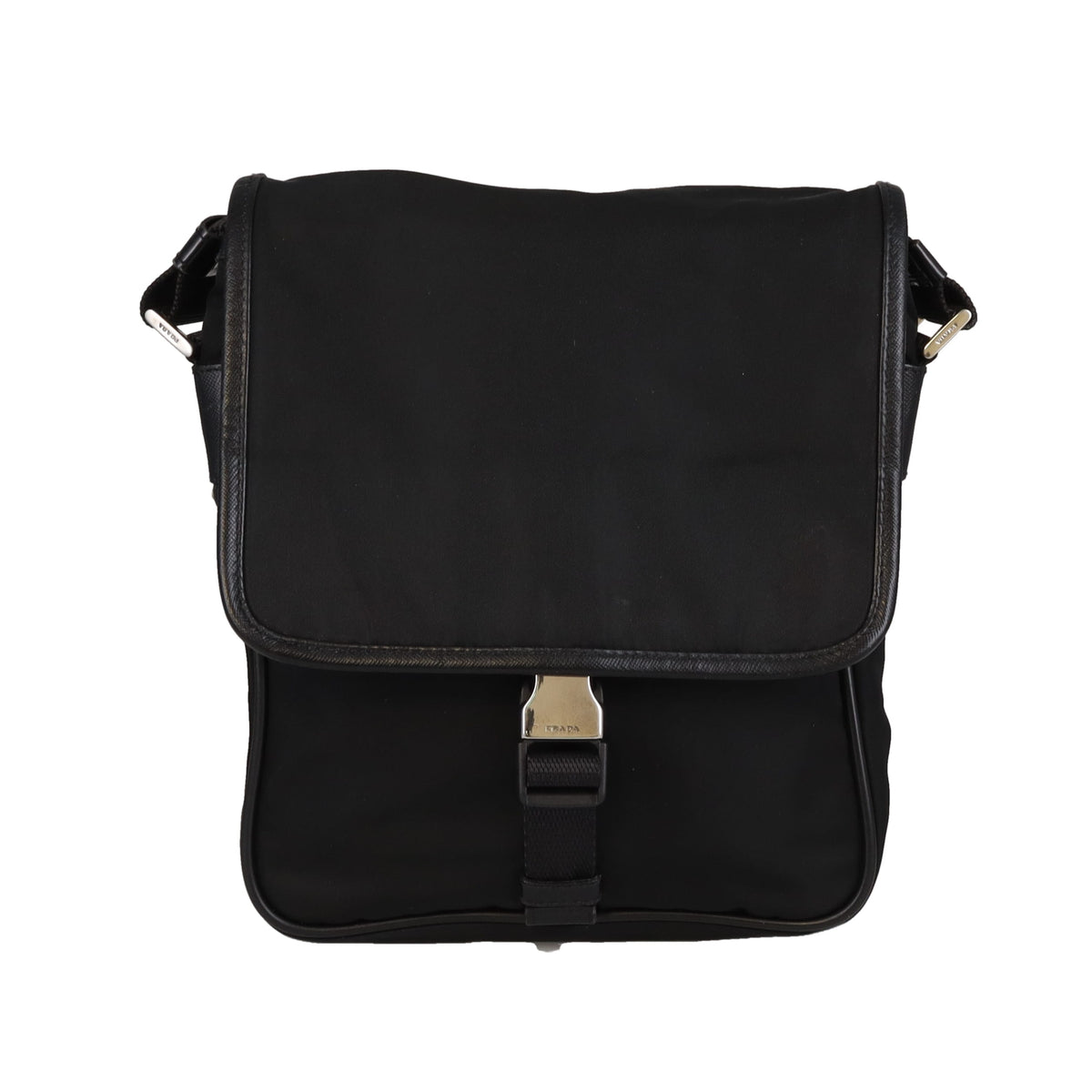 Prada Buckle Messenger Black Nylon