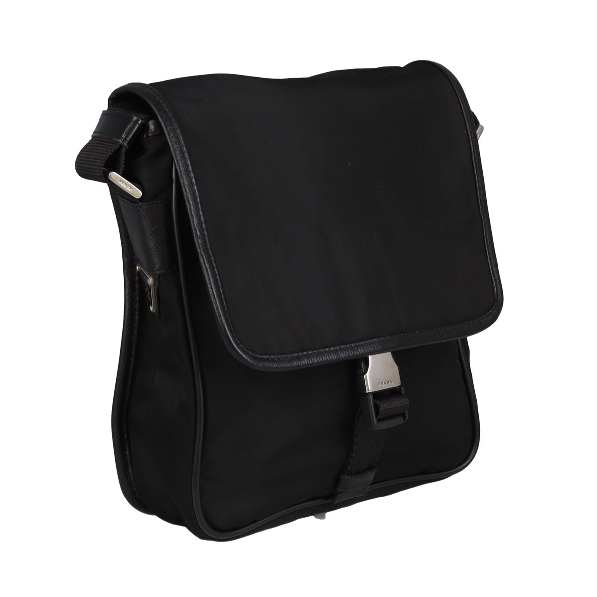 Prada Buckle Messenger Black Nylon