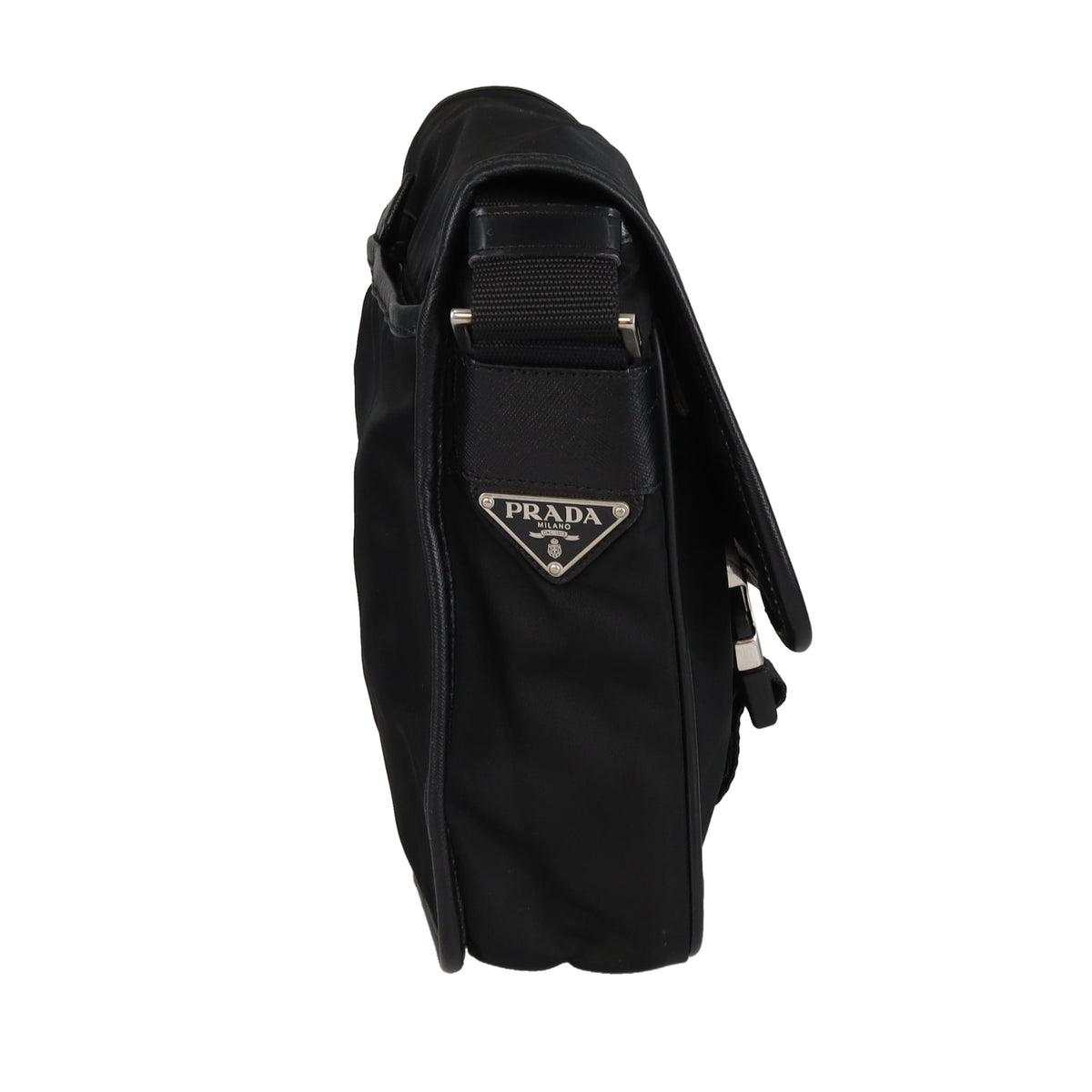 Prada Buckle Messenger Black Nylon