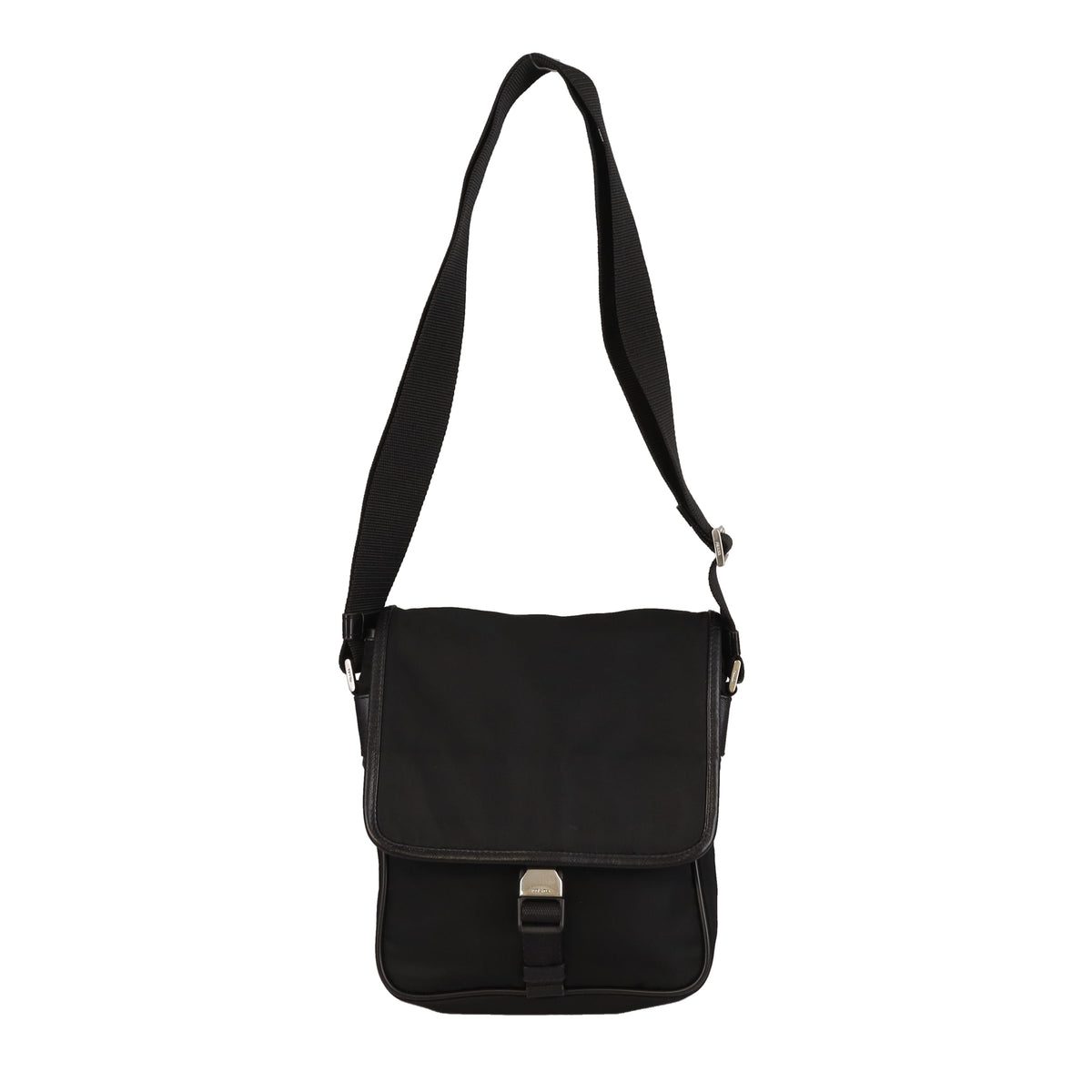 Prada Buckle Messenger Black Nylon