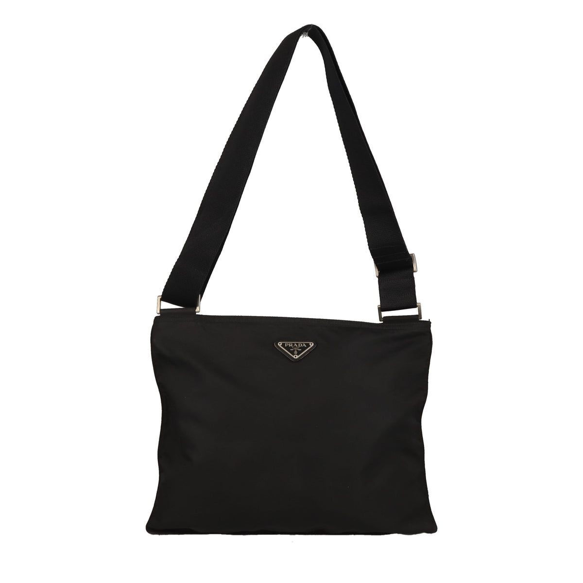Prada Flat Messenger Large Black Nylon