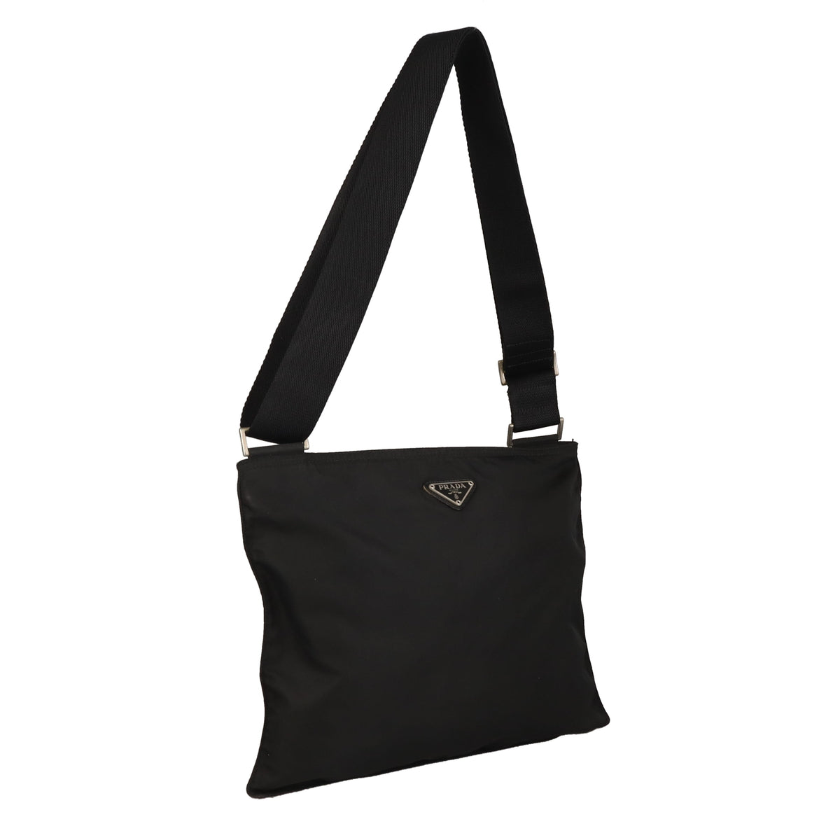 Prada Flat Messenger Large Black Nylon