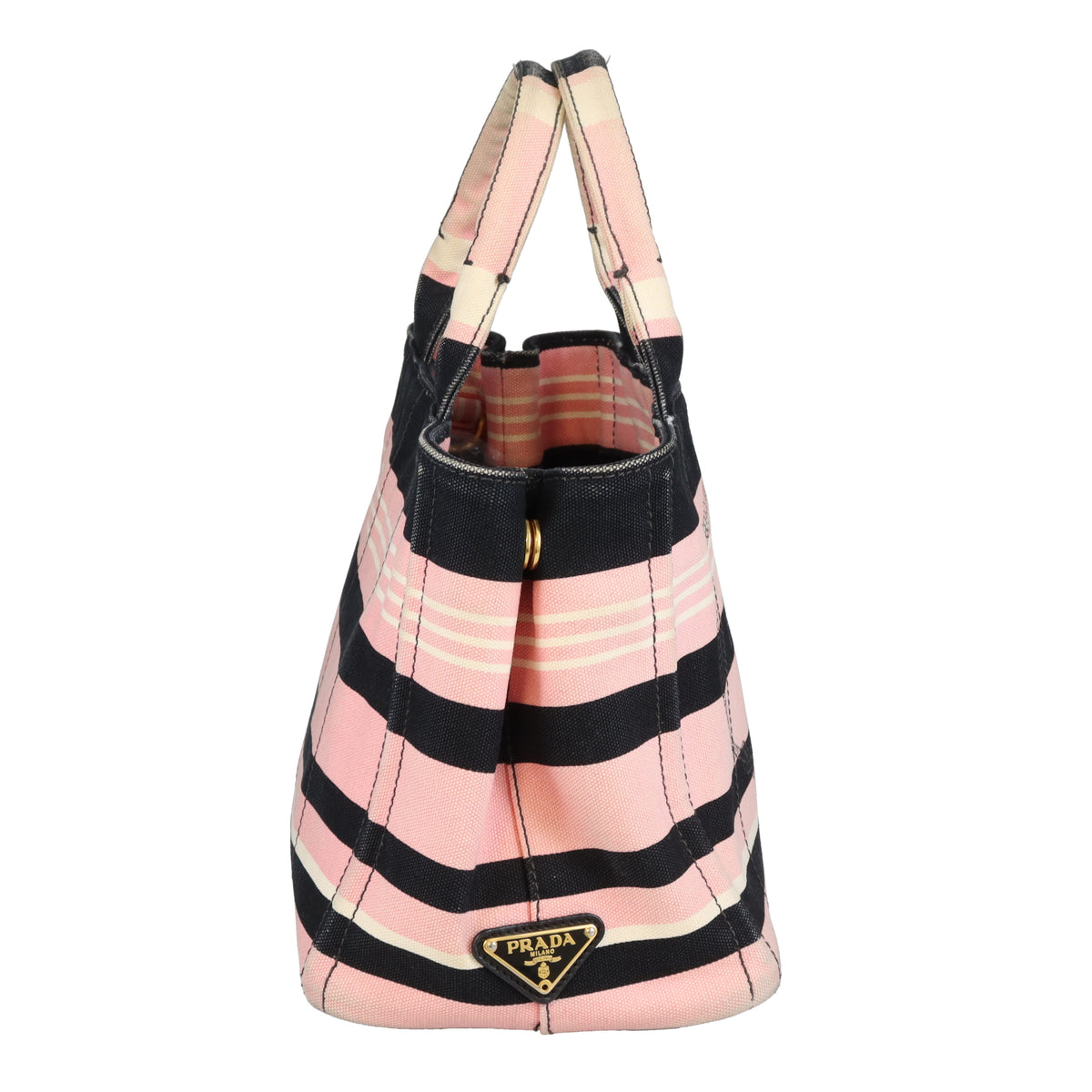 Prada Cannapa Tote Small Pink/Black/White Canvas