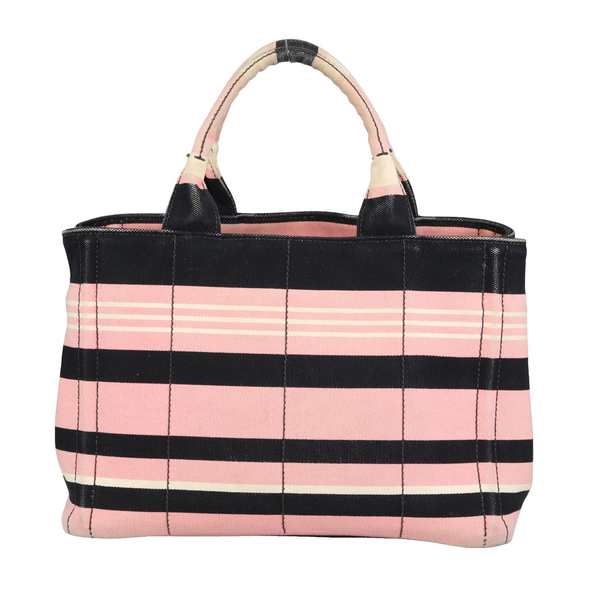 Prada Cannapa Tote Small Pink/Black/White Canvas