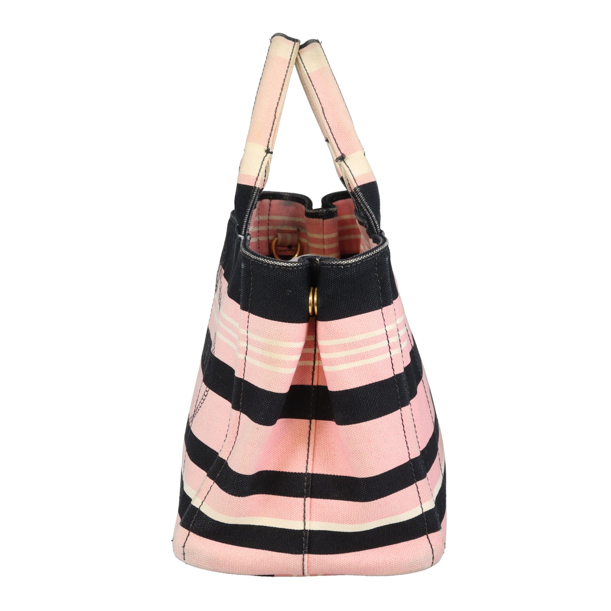 Prada Cannapa Tote Small Pink/Black/White Canvas
