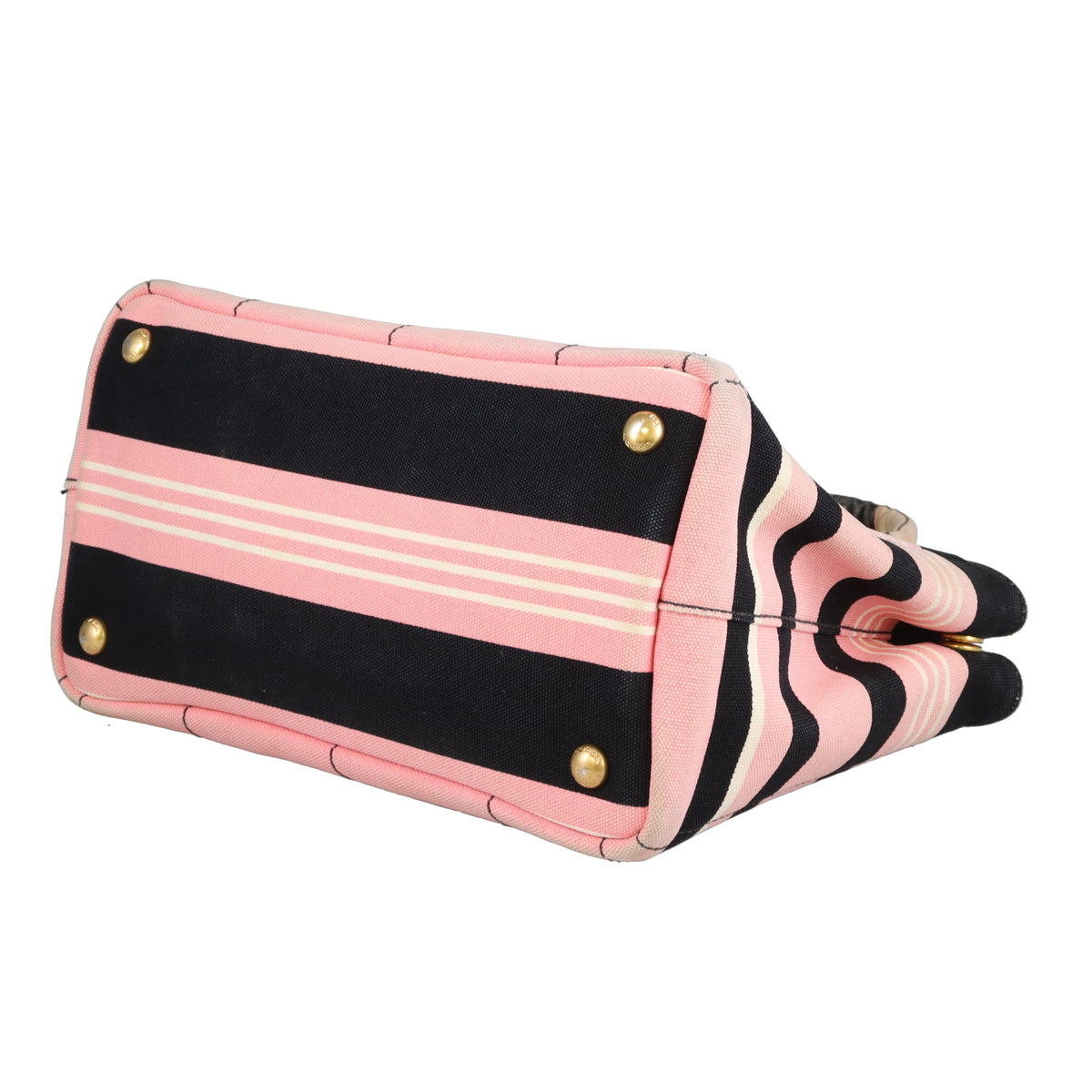 Prada Cannapa Tote Small Pink/Black/White Canvas