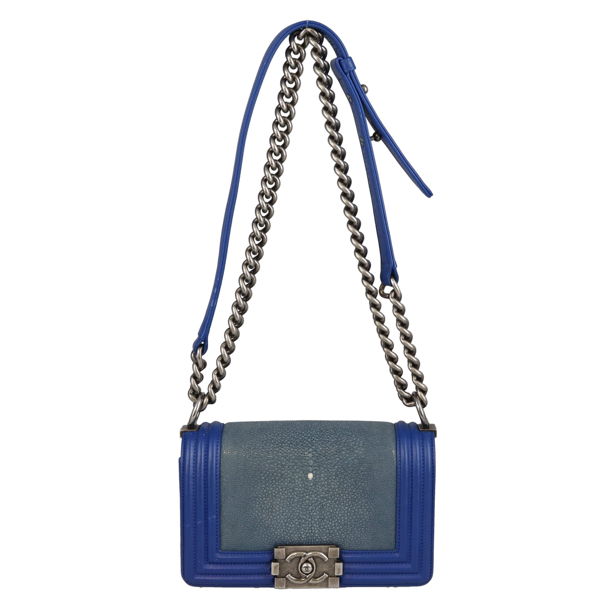 Chanel Boy Bag Small Sting Ray and Blue Leather 2013/14