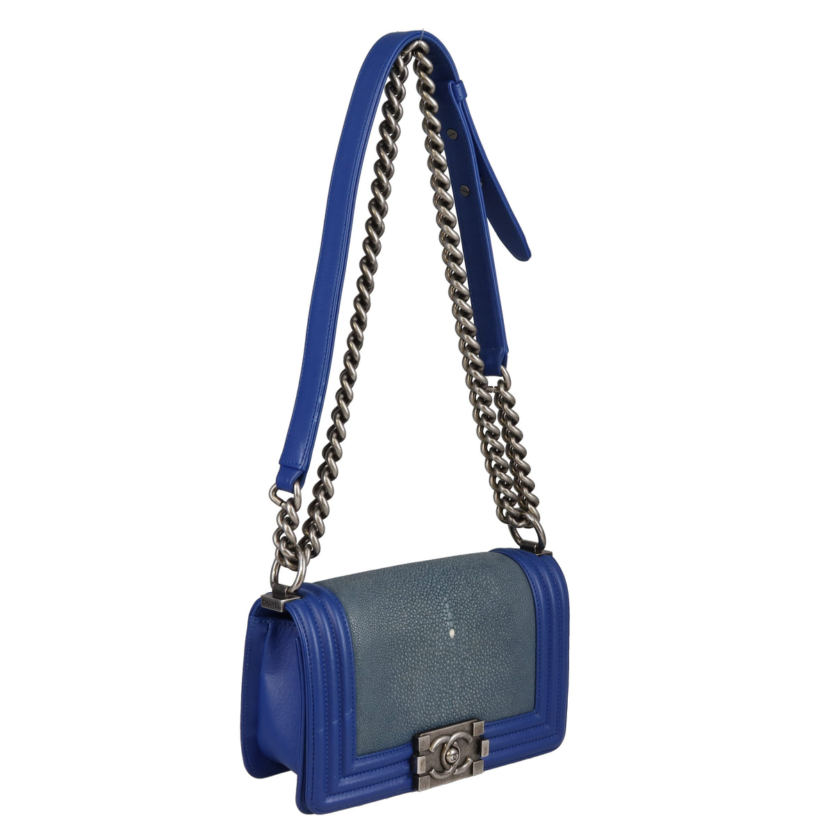 Chanel Boy Bag Small Sting Ray and Blue Leather 2013/14