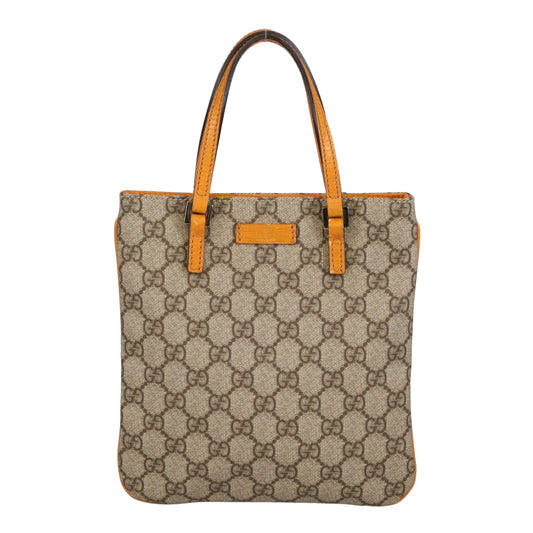 Gucci Flat Tote Mini GG Supreme and Saffron Leather