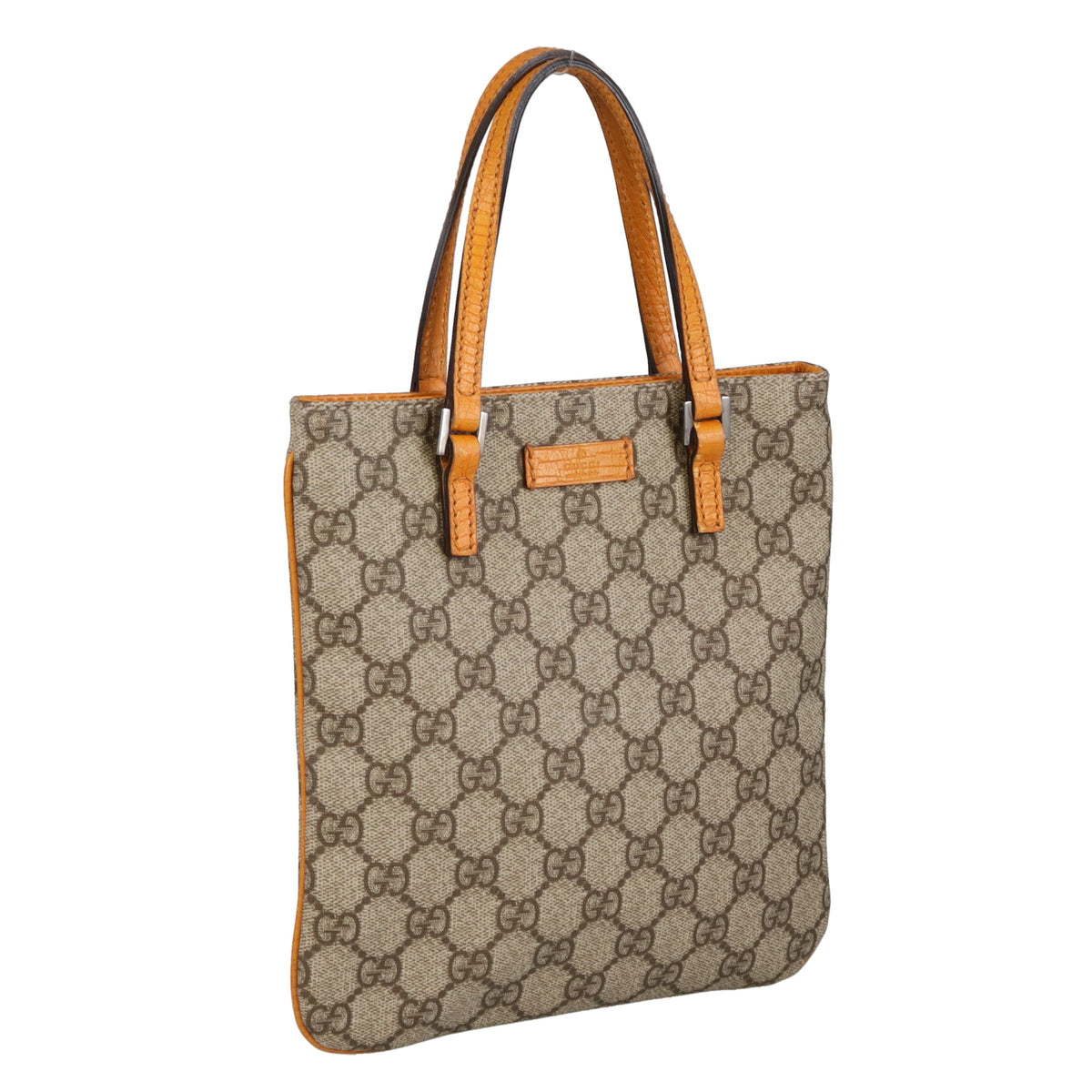 Gucci Flat Tote Mini GG Supreme and Saffron Leather