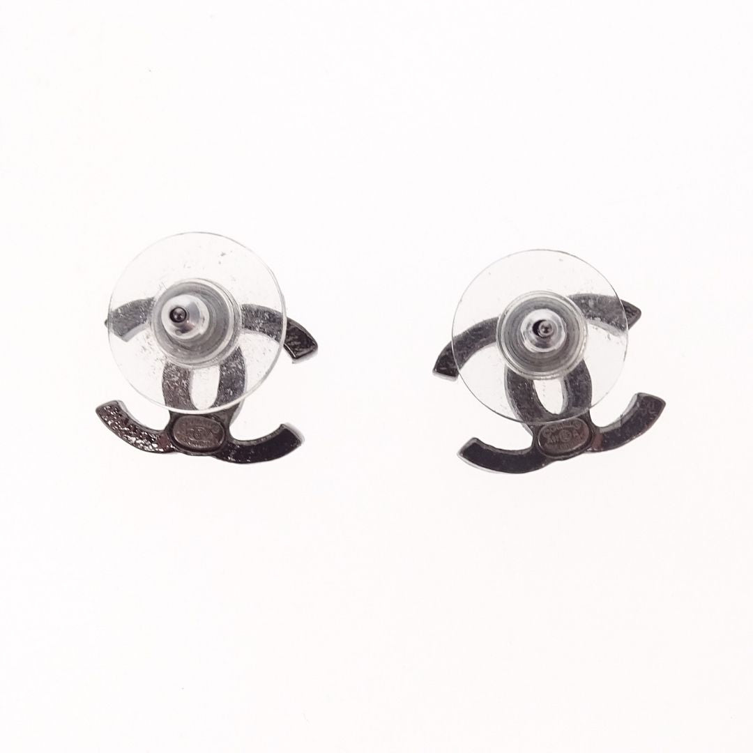 Chanel CC Earrings Gunmetal 2017