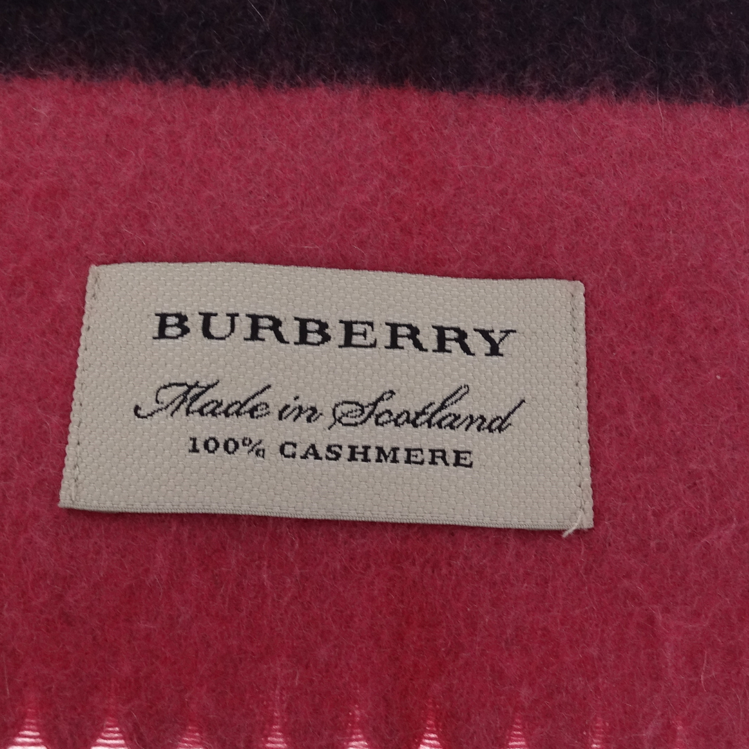 Burberry Check Scarf Pink 100% Cashmere