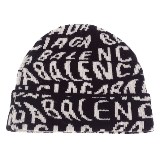 Balenciaga Hat Black/White Logo Wool