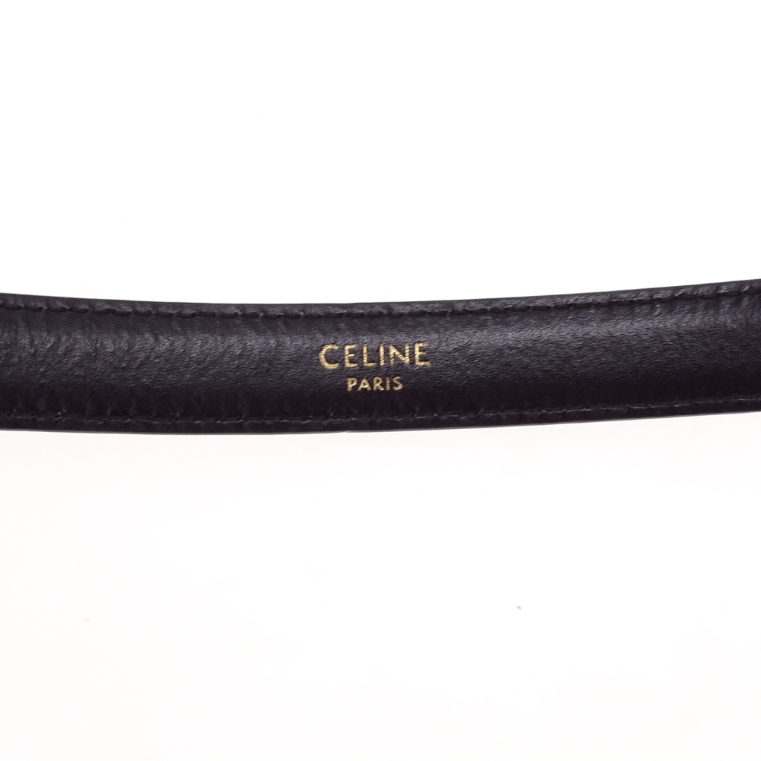 Celine Triomphe Belt 18 in Black Taurillon Leather 80cm