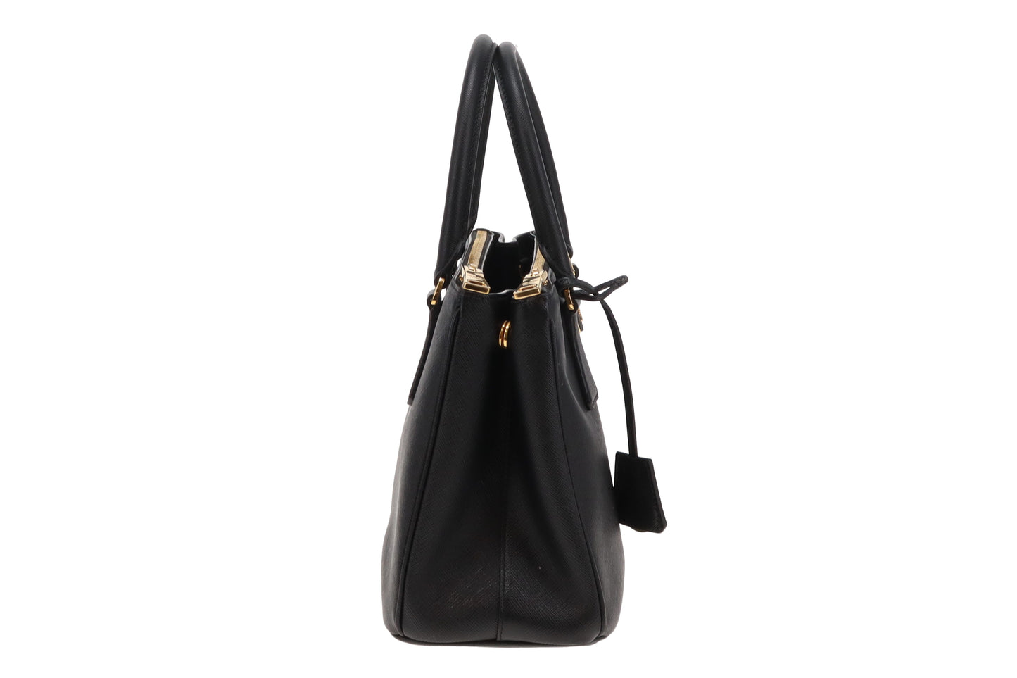 Prada Black Saffiano GHW Medium Galleria Double Zip Tote Bag
