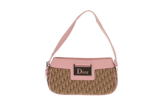 Dior Brown Oblique Canvas and Pink Trim Vintage Mini Sholulder Bag