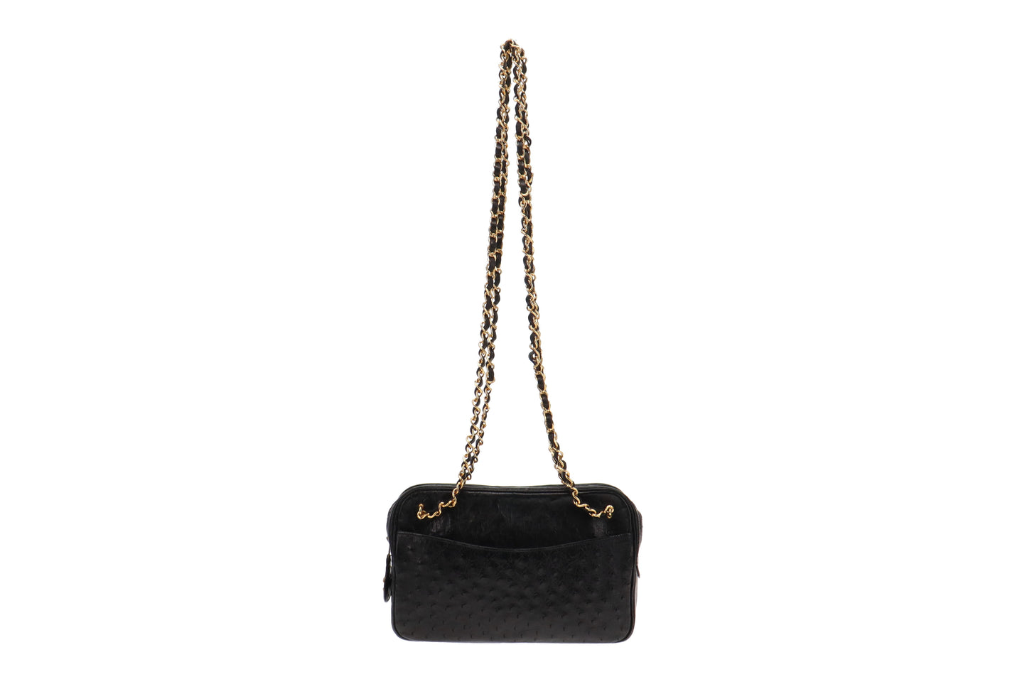 Chanel Vintage Ostrich Black Camera Bag