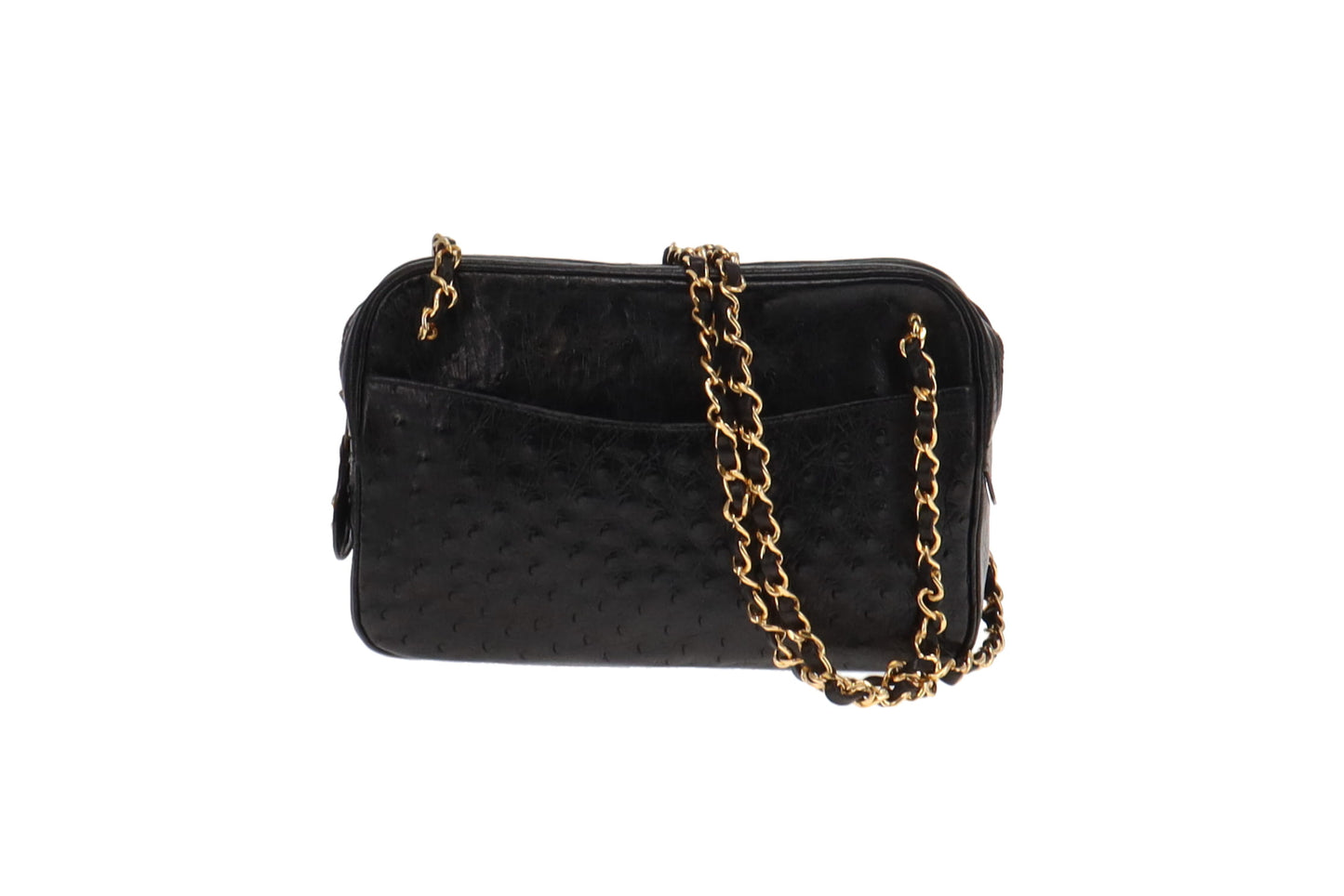 Chanel Vintage Ostrich Black Camera Bag