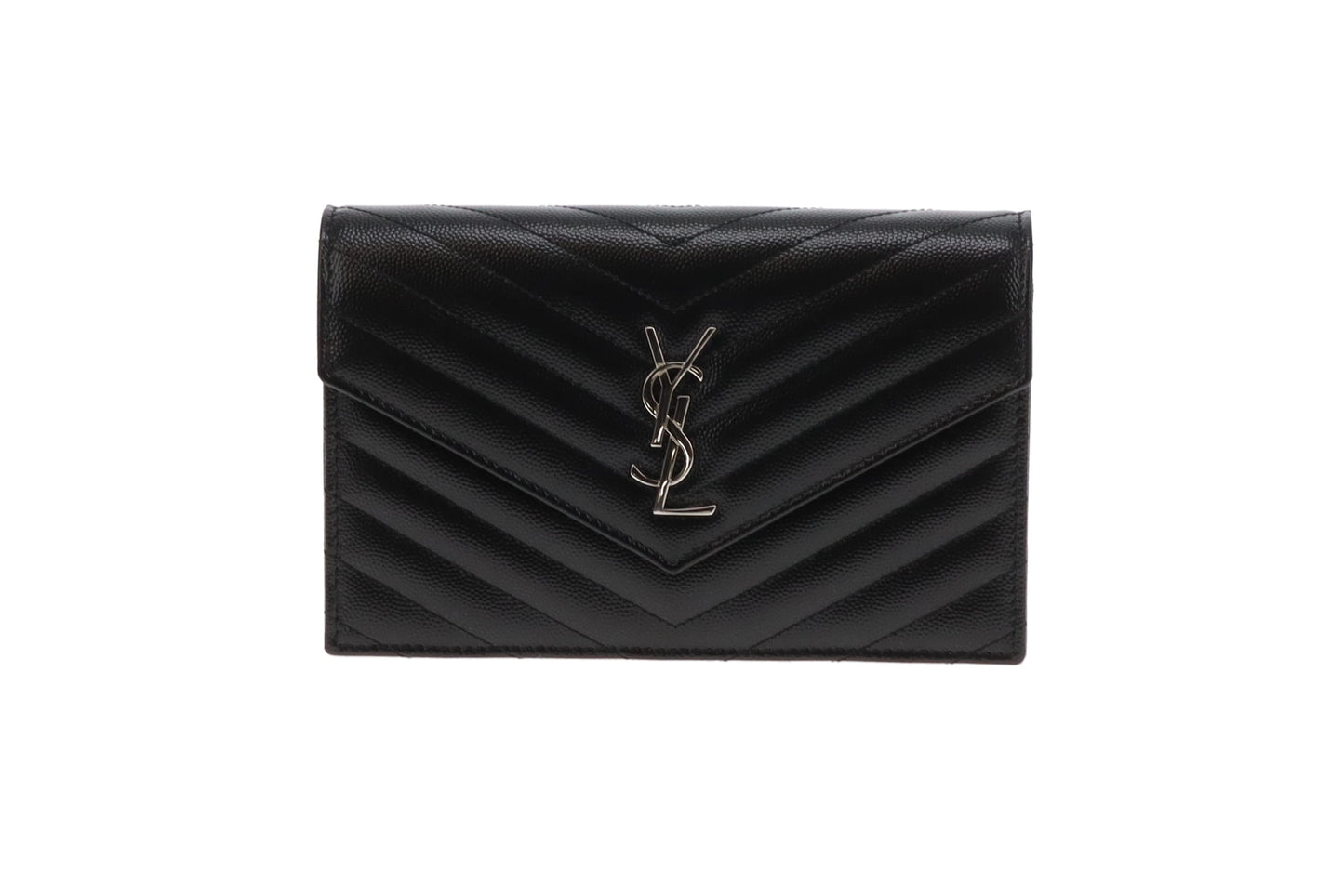 Saint Laurent Black Grain De Poudre Wallet On Chain