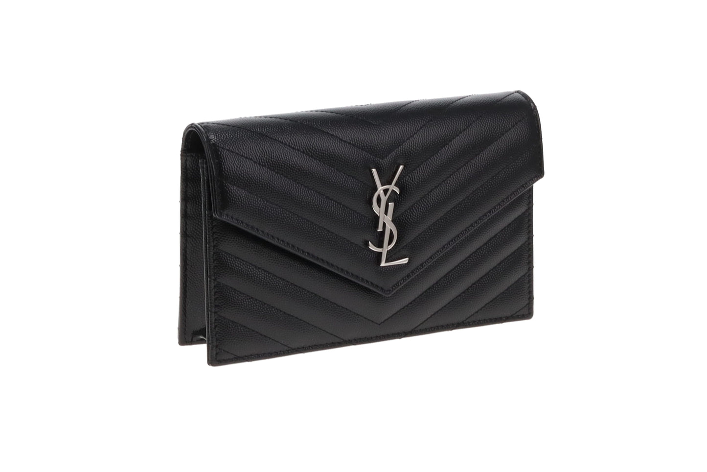 Saint Laurent Black Grain De Poudre Wallet On Chain