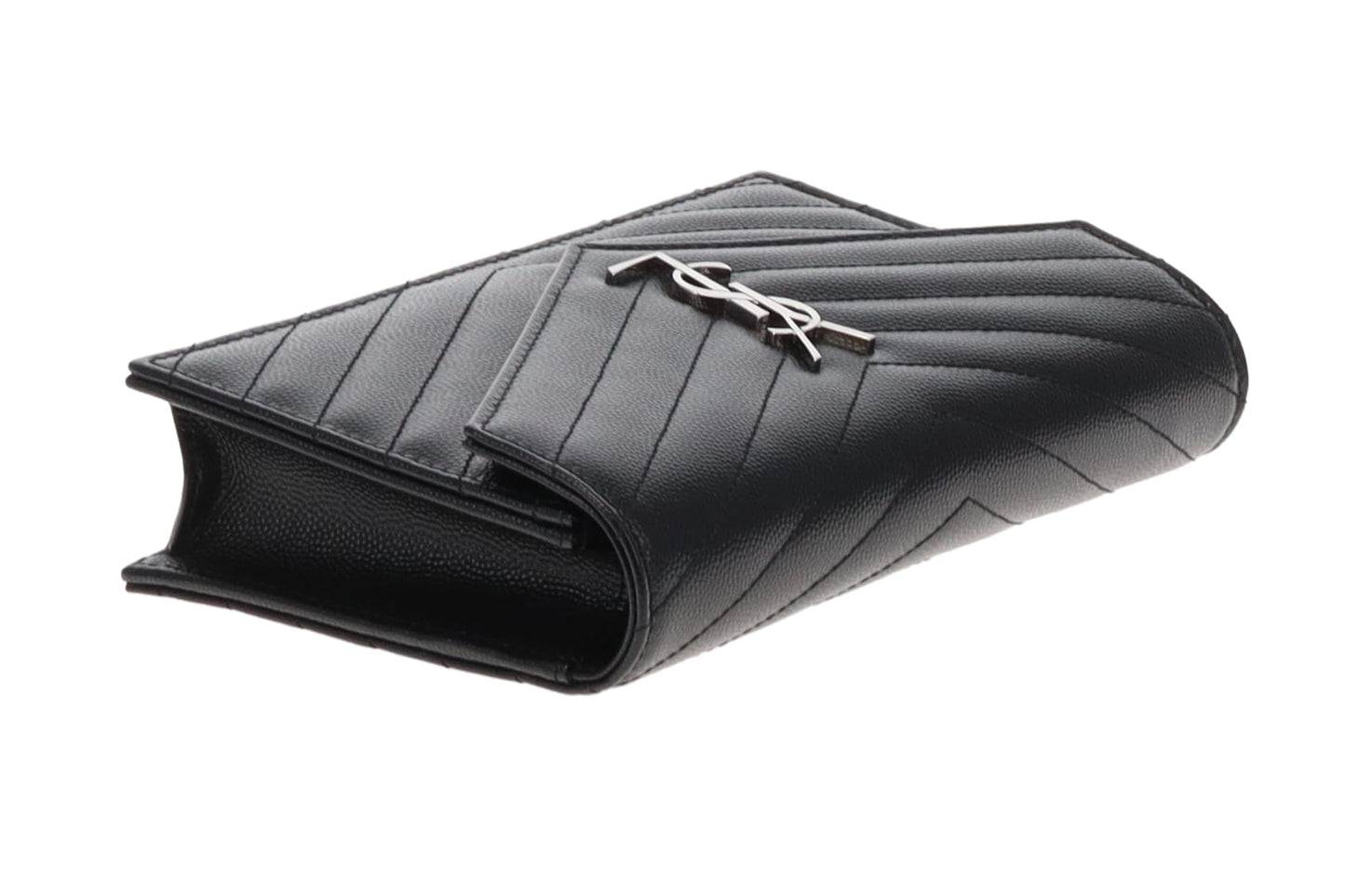 Saint Laurent Black Grain De Poudre Wallet On Chain