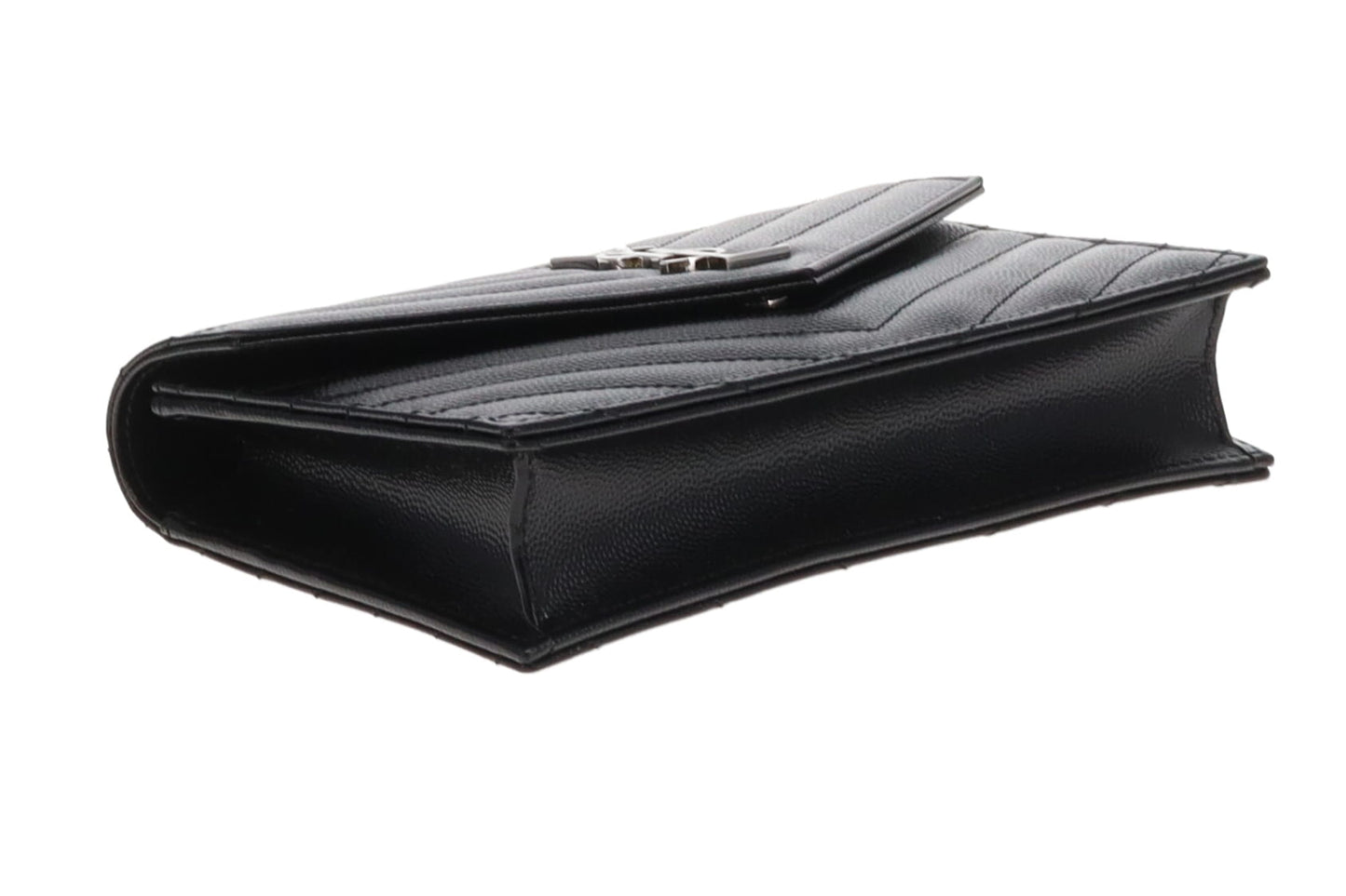 Saint Laurent Black Grain De Poudre Wallet On Chain