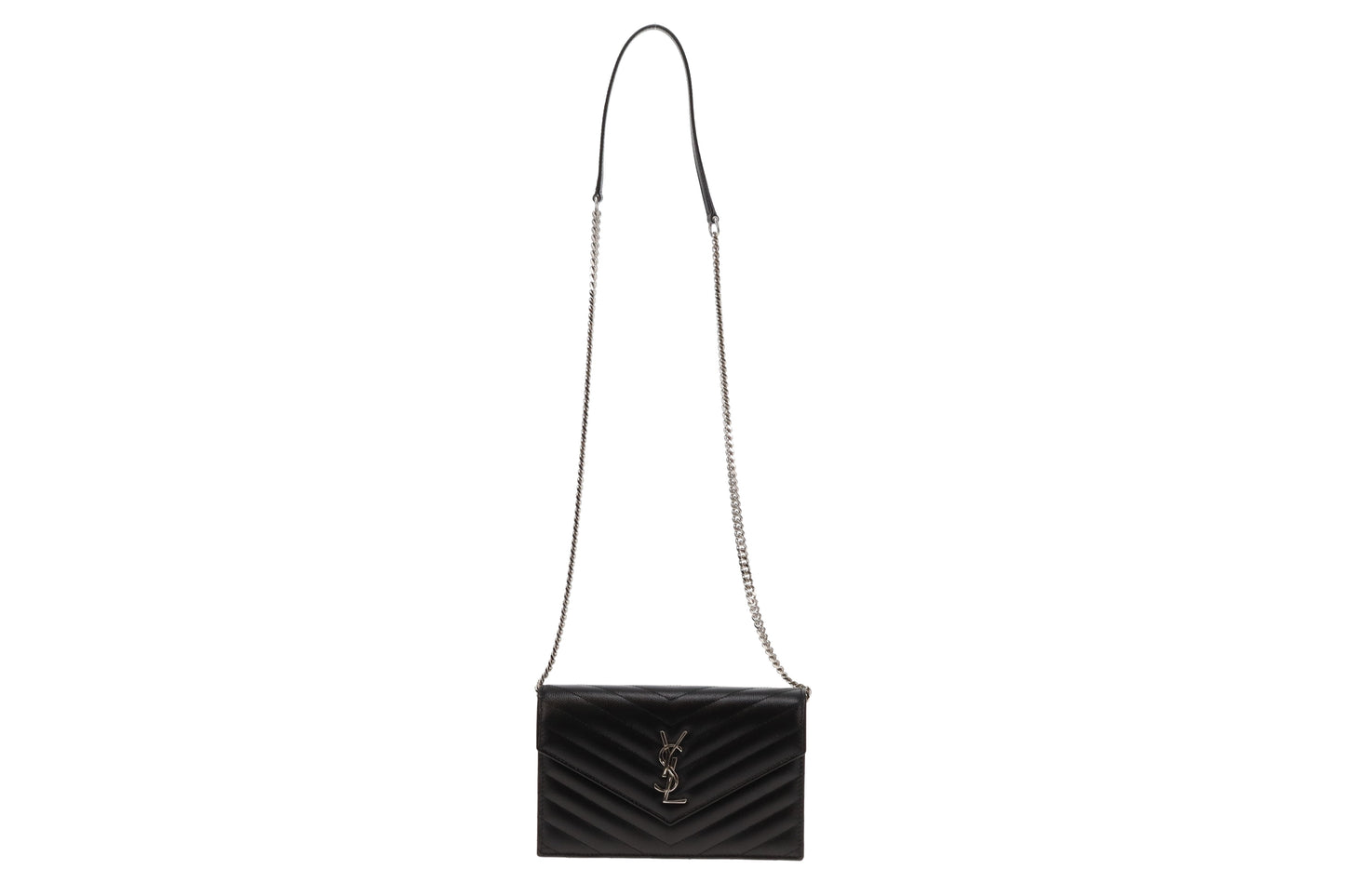 Saint Laurent Black Grain De Poudre Wallet On Chain
