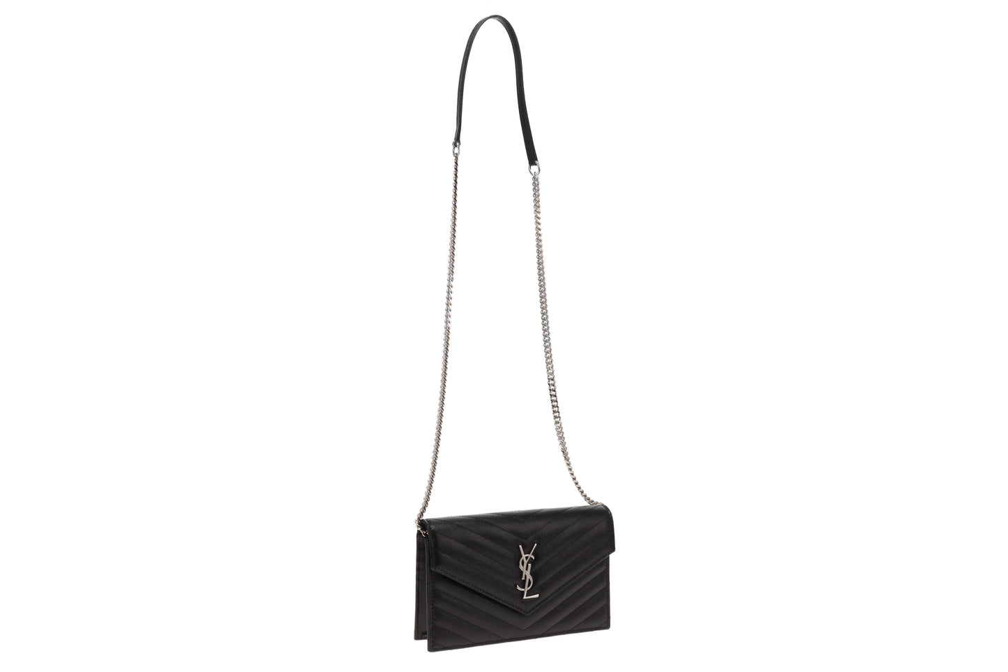 Saint Laurent Black Grain De Poudre Wallet On Chain