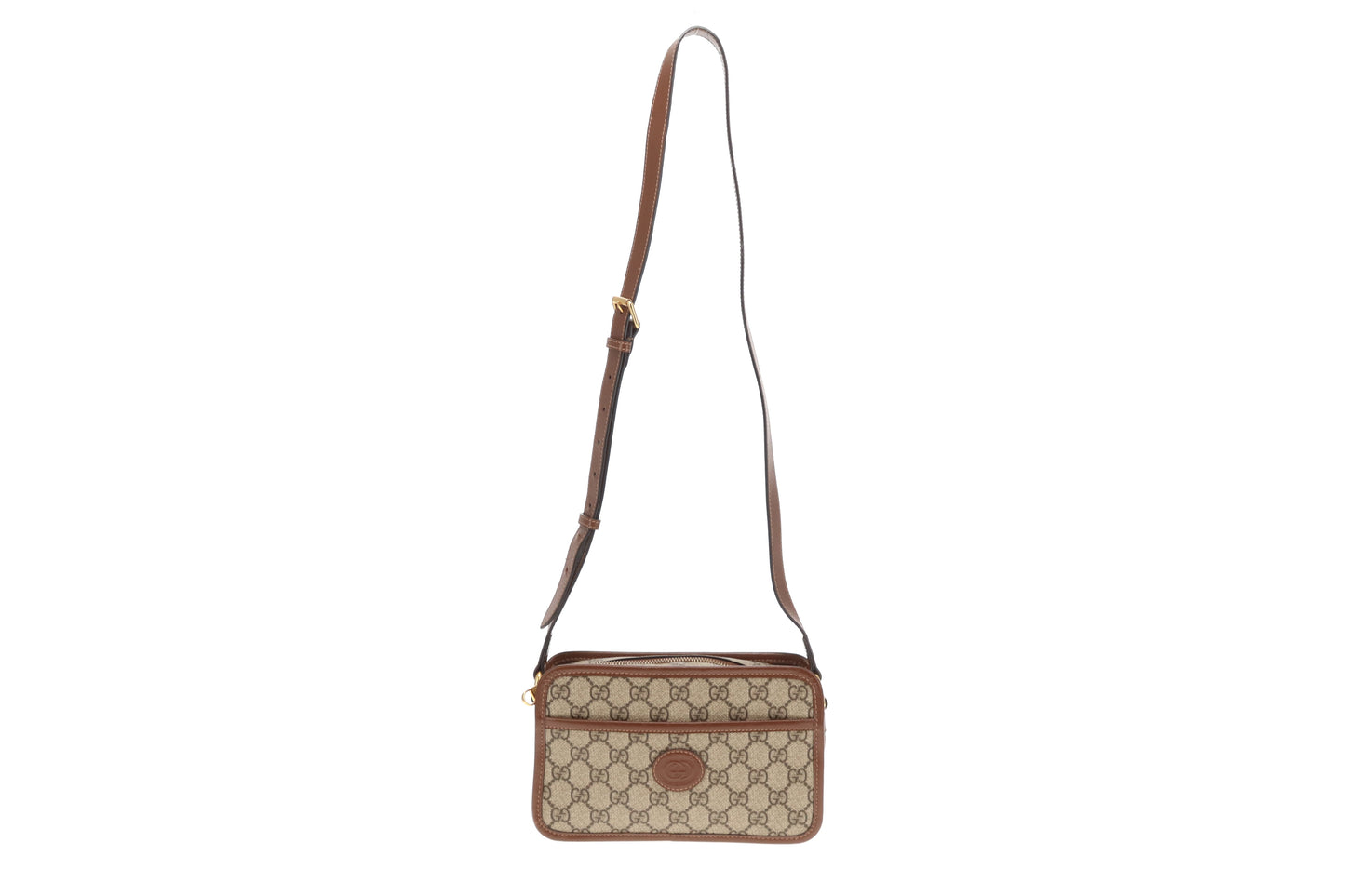 Gucci Interlocking G Mini Bag GG Supreme and Brown Leather