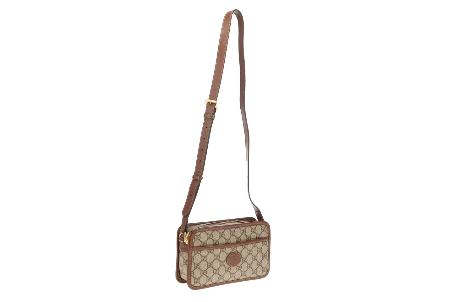 Gucci Interlocking G Mini Bag GG Supreme and Brown Leather