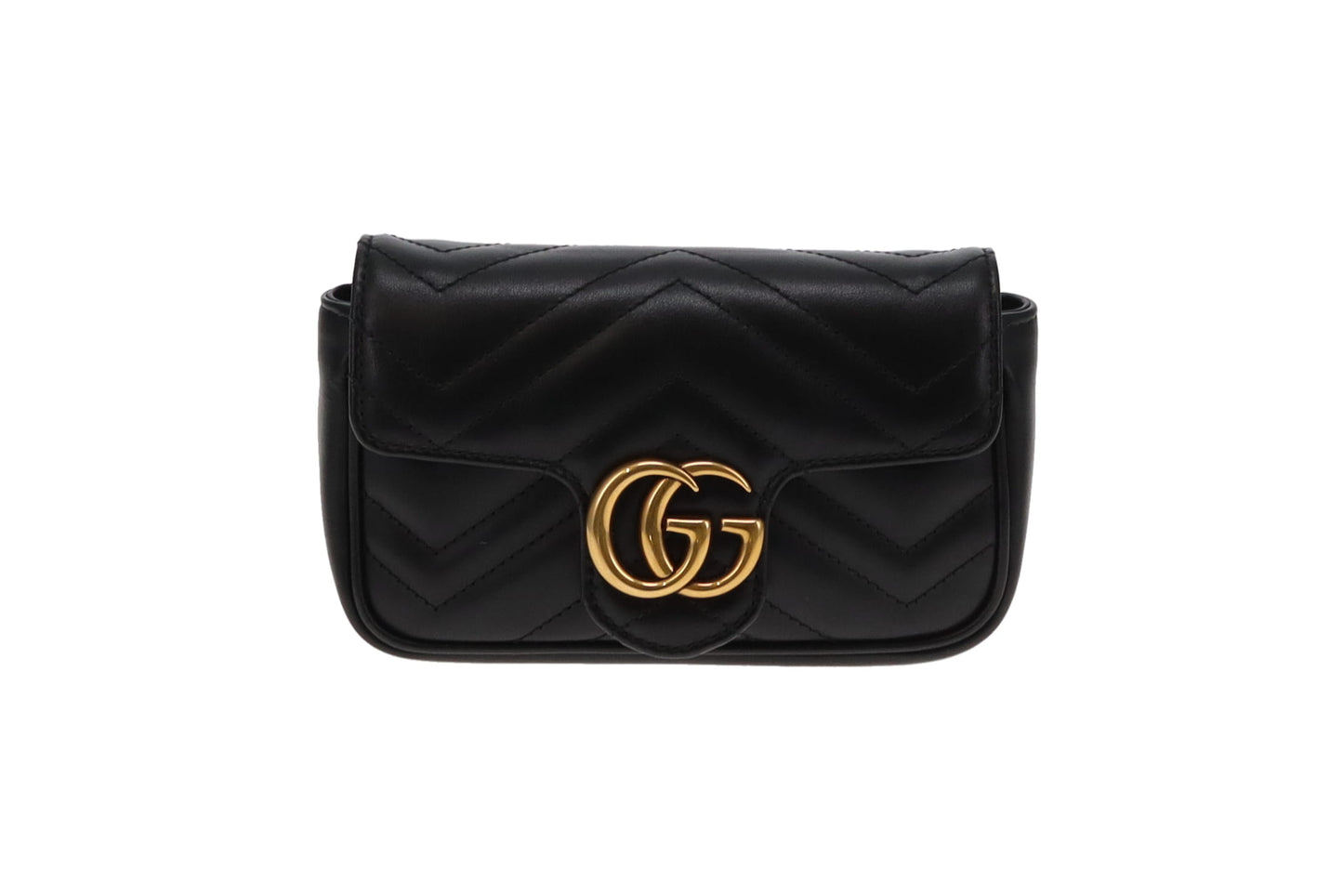Gucci Black Chevron Super Mini Marmont Crossbody