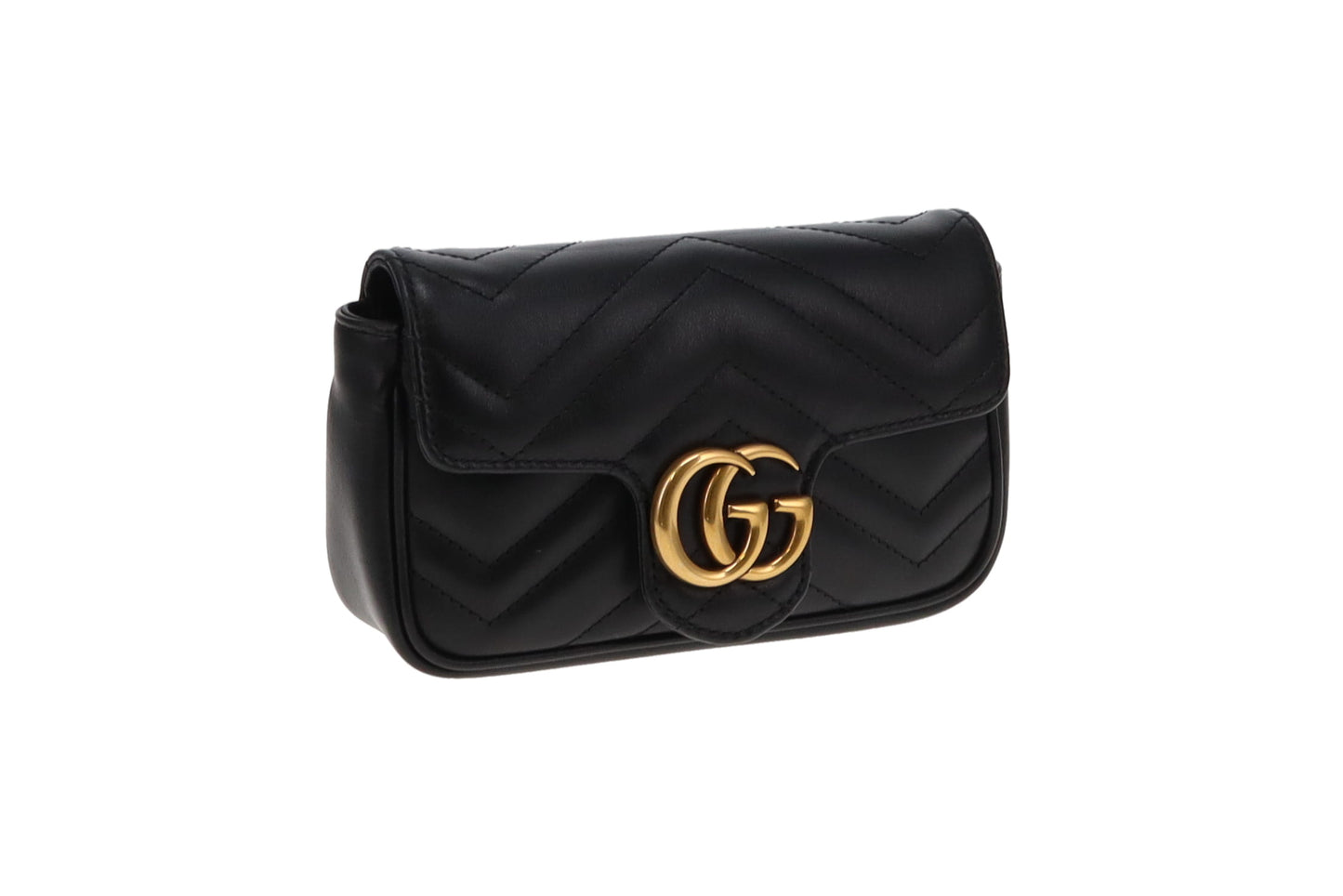 Gucci Black Chevron Super Mini Marmont Crossbody