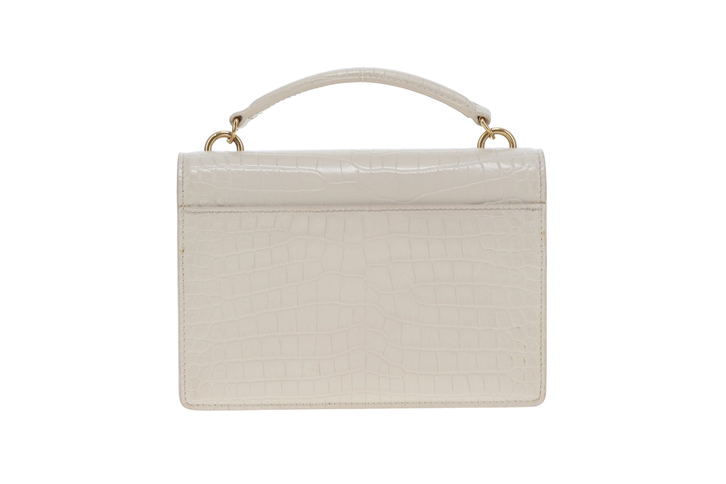 Saint Laurent Sunset Chain Wallet Cream Croc-Embossed GHW 2022