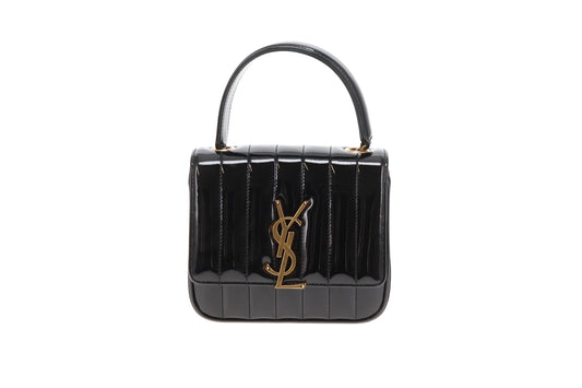 Saint Laurent Vicky Small Black Patent Leather GHW 2023