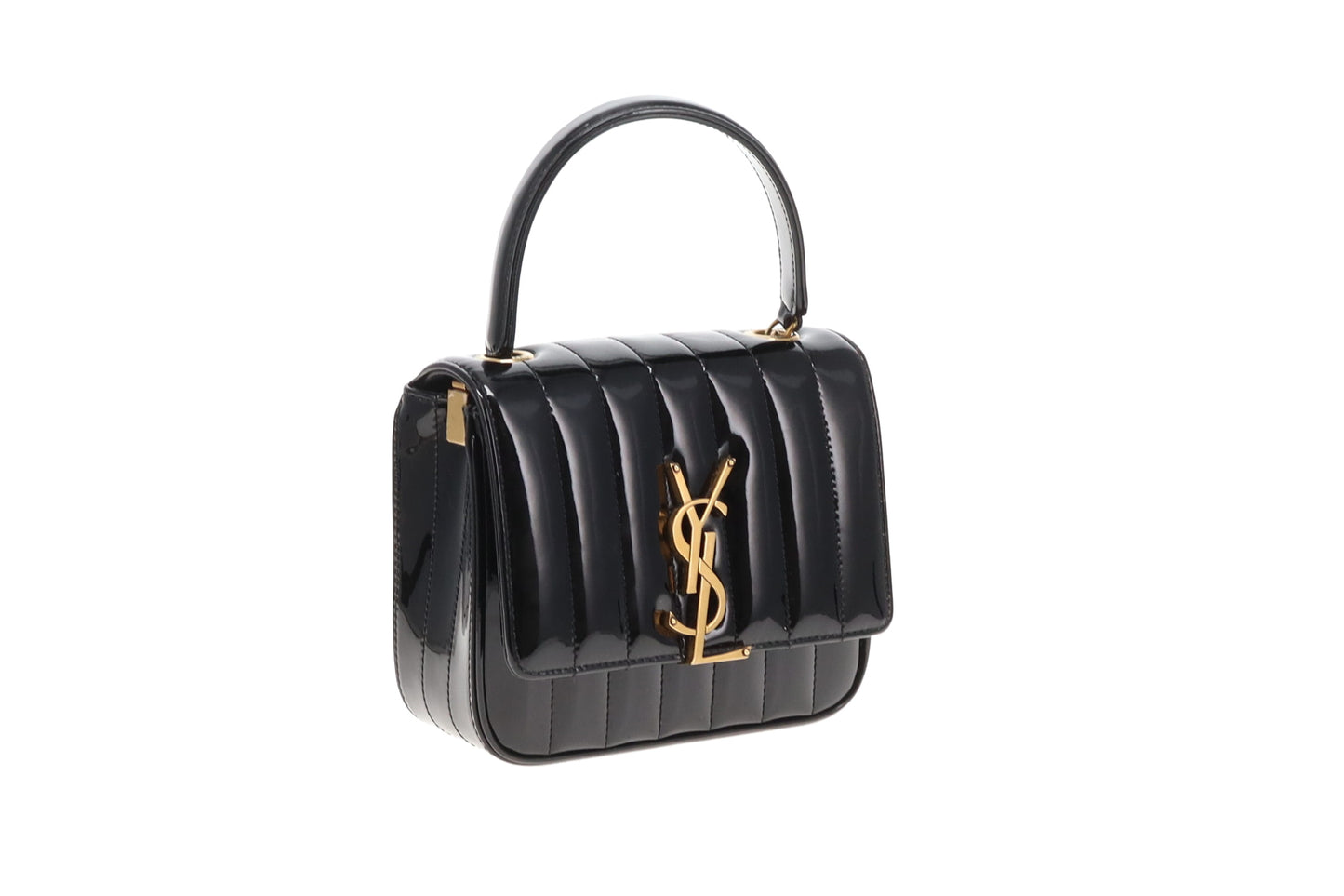 Saint Laurent Vicky Small Black Patent Leather GHW 2023
