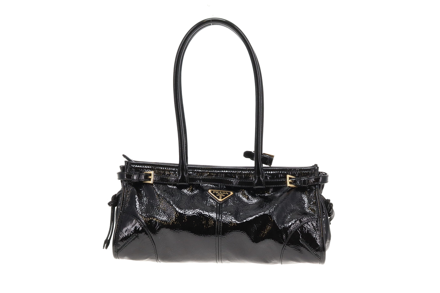 Prada Bonnie Medium Black Patent Leather GHW