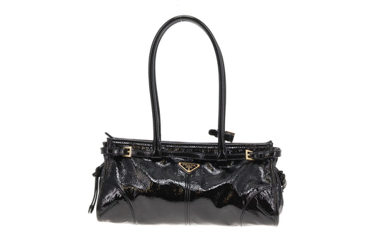 Prada Bonnie Medium Black Patent Leather GHW