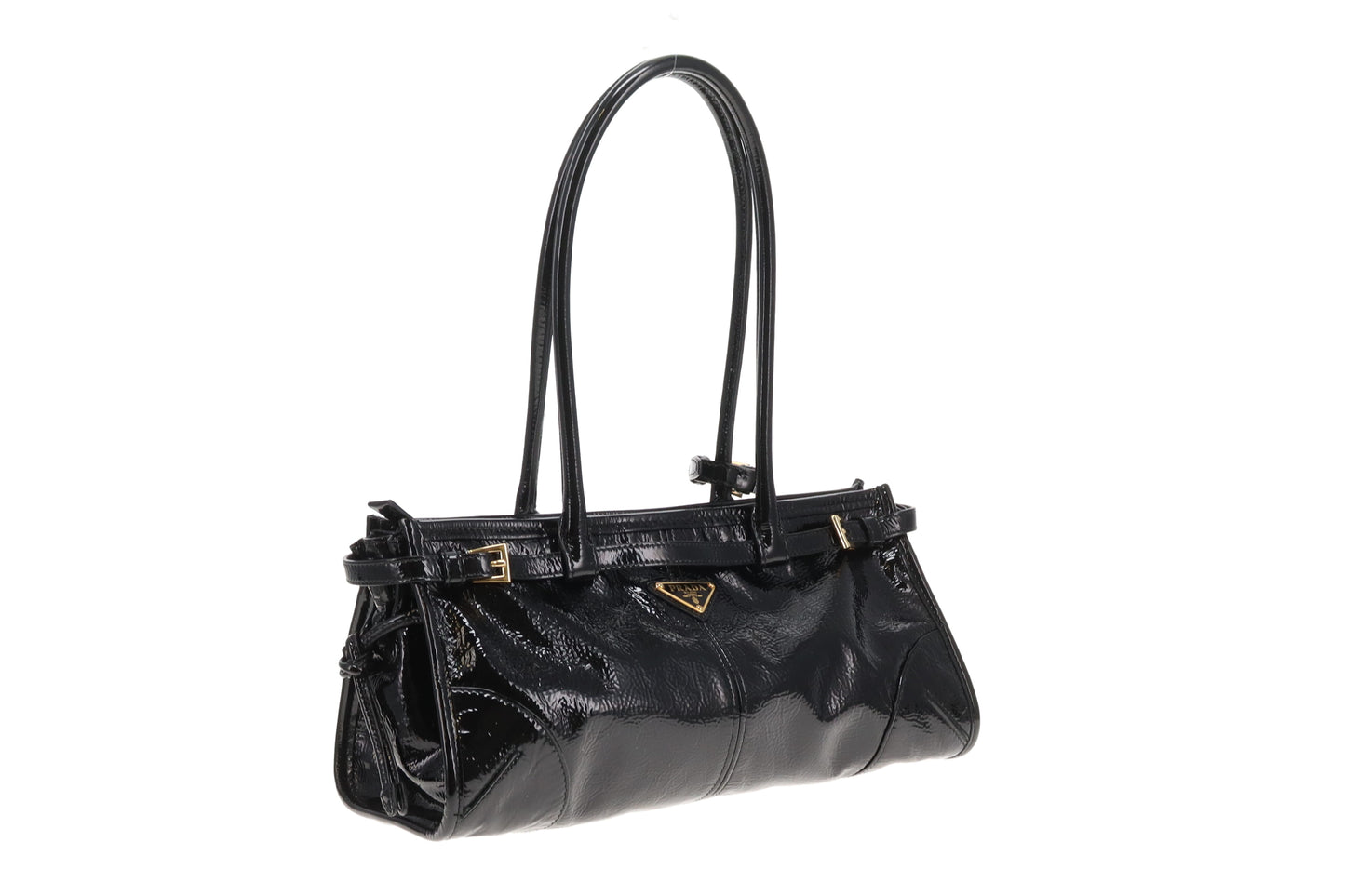 Prada Bonnie Medium Black Patent Leather GHW