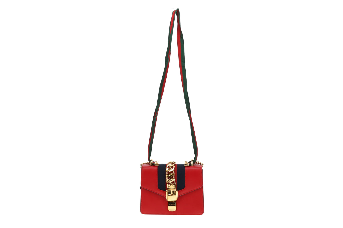 Gucci Red Leather Mini Sylvie Chain Bag