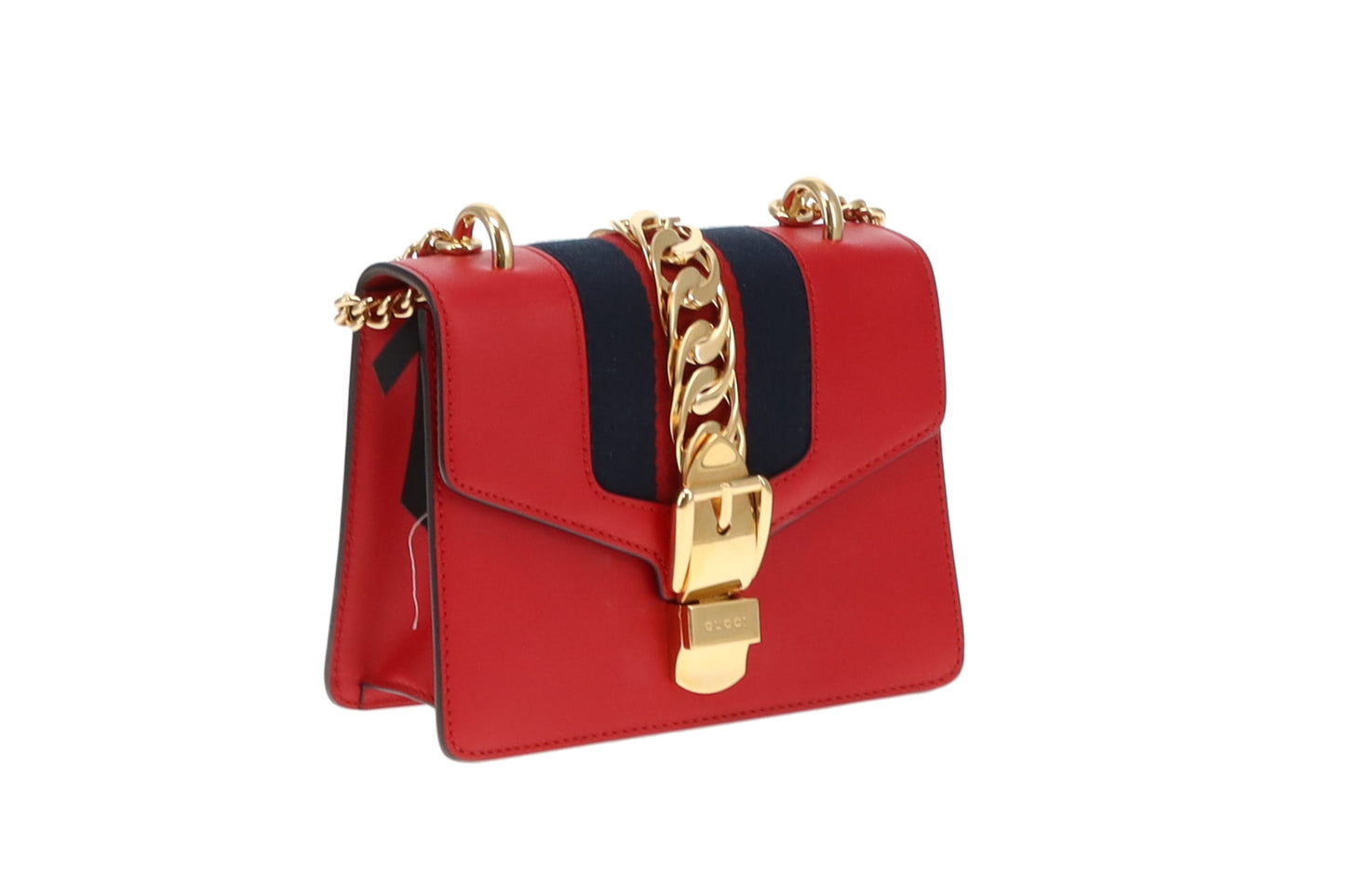 Gucci Red Leather Mini Sylvie Chain Bag