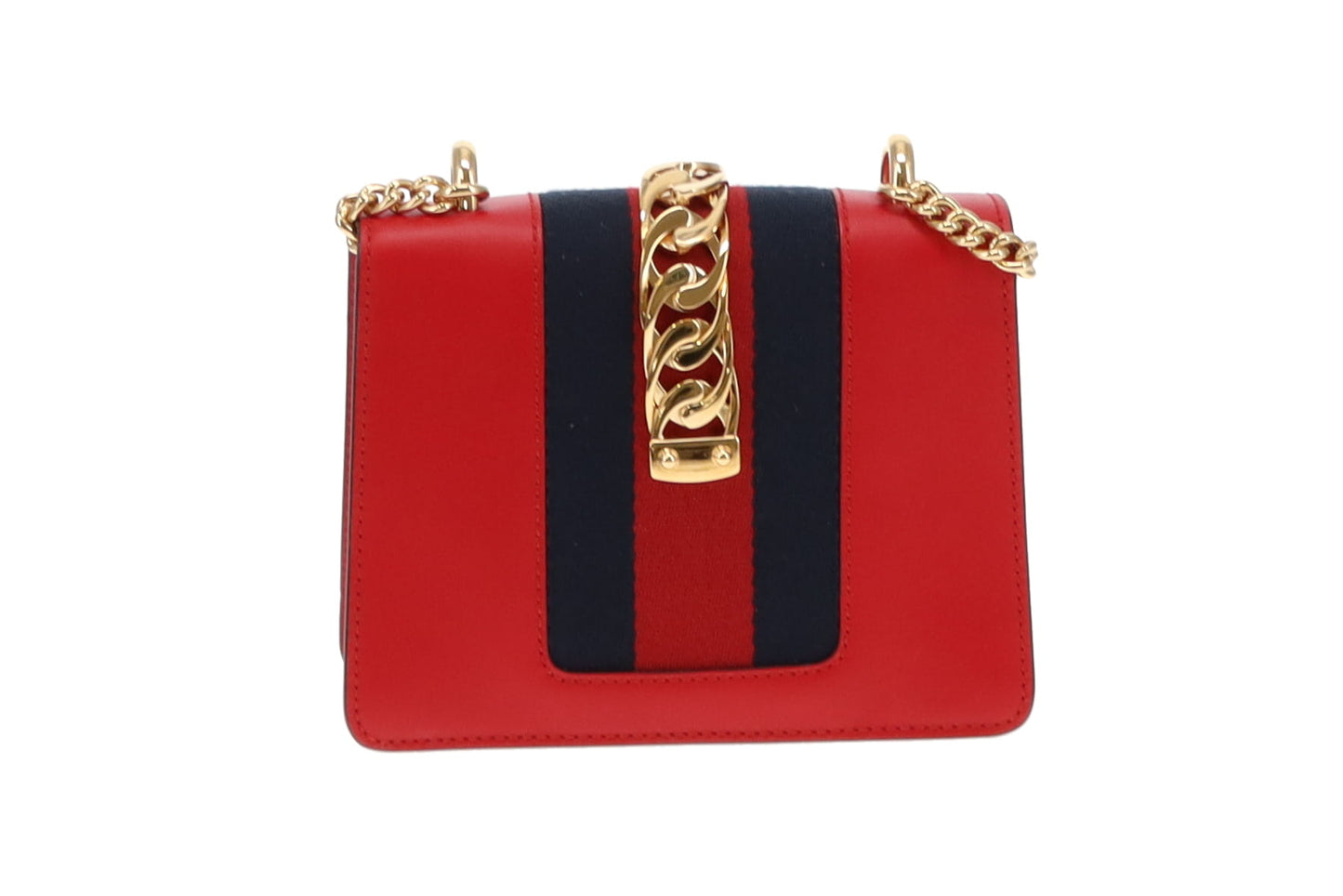 Gucci Red Leather Mini Sylvie Chain Bag