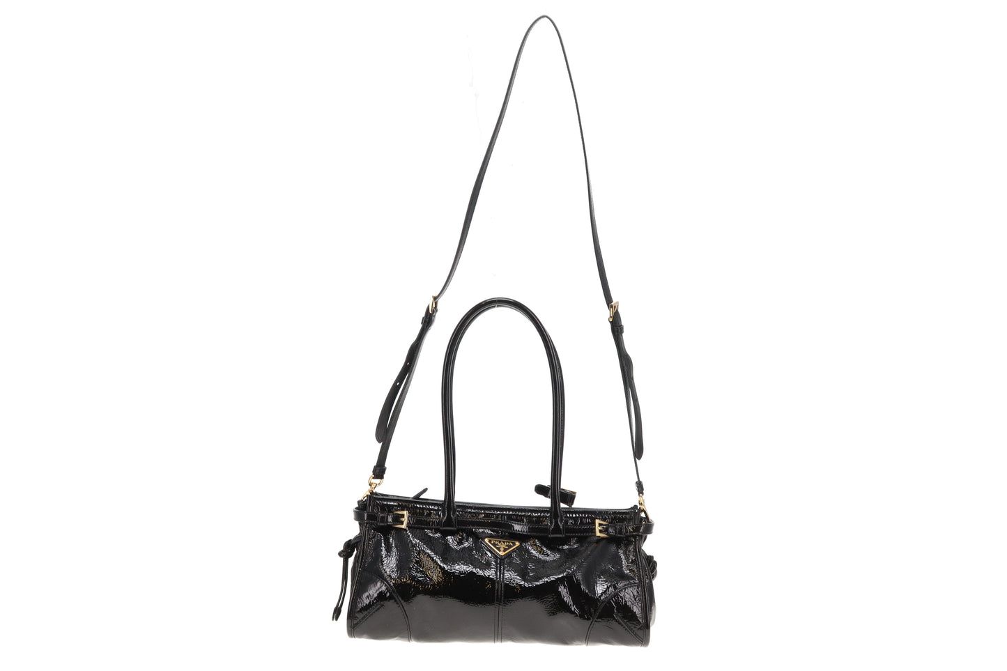 Prada Bonnie Medium Black Patent Leather GHW