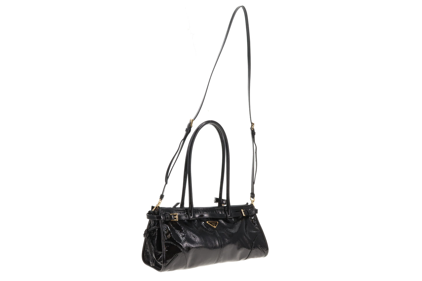 Prada Bonnie Medium Black Patent Leather GHW